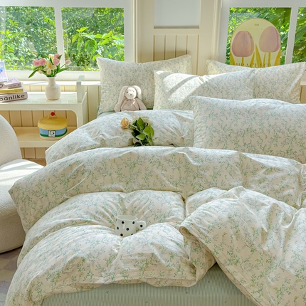 91家纺网 家纺一手货源 找家纺 （总）耀悦家纺 2025新款a类13372小清新ins博主风纯棉四件套