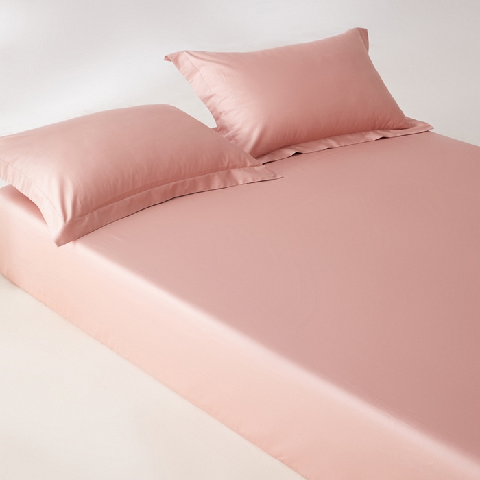 91家纺网 家纺一手货源 找家纺 轩和家居 2024新款A类50S贡缎长绒棉单床笠系列 复古粉