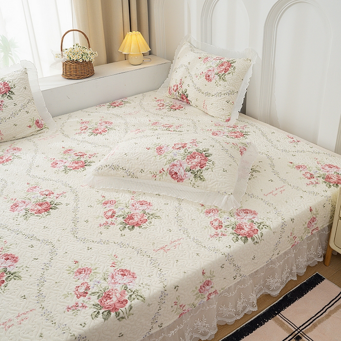 91家纺网 家纺一手货源 找家纺 冬然 2024新款牛奶绒床盖榻榻米床盖炕盖花语温情