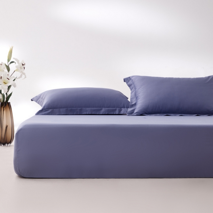 91家纺网 家纺一手货源 找家纺 轩和家居 2024新款A类50S贡缎长绒棉单床笠系列 海茵蓝