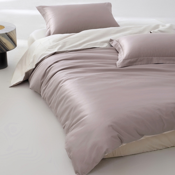 91家纺网 家纺一手货源 找家纺 轩和家居 2024新款A类50S贡缎长绒棉单被套系列 丹麦紫+迷雾灰