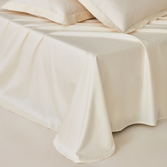 91家纺网 家纺一手货源 找家纺 轩和家居 2024新款A类50S贡缎长绒棉单床单系列 奶芋黄