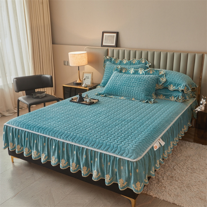 91家纺网 家纺一手货源 找家纺 恒爱家纺 2024新款初黛宝宝绒系列四件套 浅灰蓝