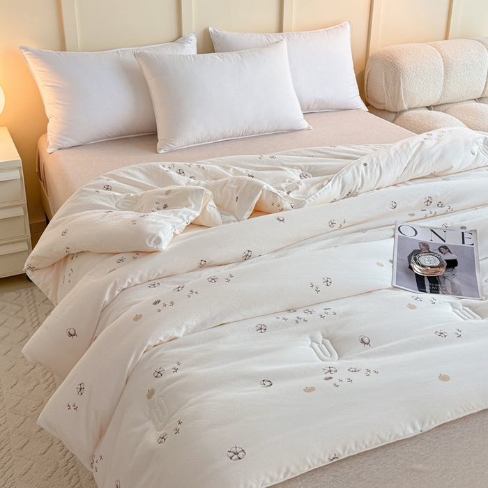 91家纺网 家纺一手货源 找家纺 丽卡家纺（原丽卡家纺） 2024新款7A抗菌艾阳棉提花大豆被子被芯 绵意春秋被