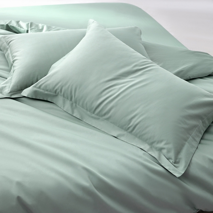 91家纺网 家纺一手货源 找家纺 轩和家居 2024新款A类50S贡缎长绒棉四件套系列 薄荷绿