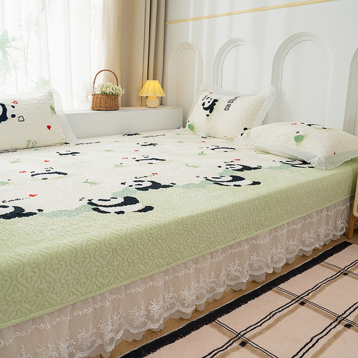 91家纺网 家纺一手货源 找家纺 冬然 2024新款牛奶绒床盖榻榻米床盖炕盖熊猫宝贝