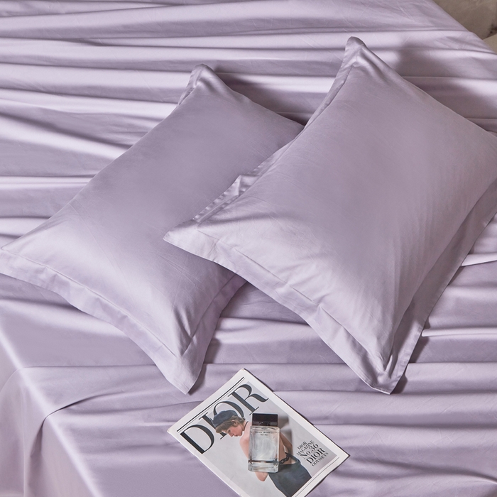 91家纺网 家纺一手货源 找家纺 轩和家居 2024新款A类50S贡缎长绒棉单枕套系列 仙仙紫