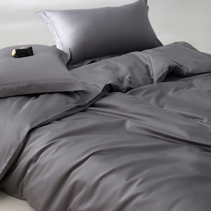 91家纺网 家纺一手货源 找家纺 轩和家居 2024新款A类50S贡缎长绒棉四件套系列 梦境灰