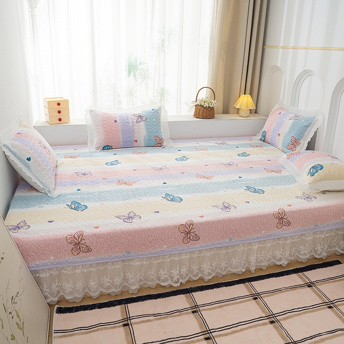 91家纺网 家纺一手货源 找家纺 冬然 2024新款牛奶绒床盖榻榻米床盖炕盖蝶舞