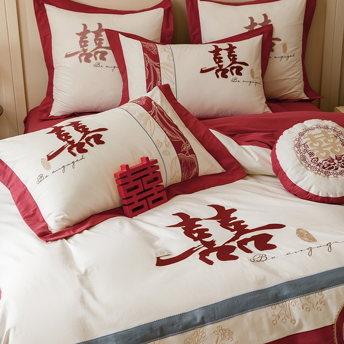 91家纺网 家纺一手货源 找家纺 （总）星野 2024秋冬新款100支长绒棉加厚磨毛刺绣贴布绣四件套-芙喜