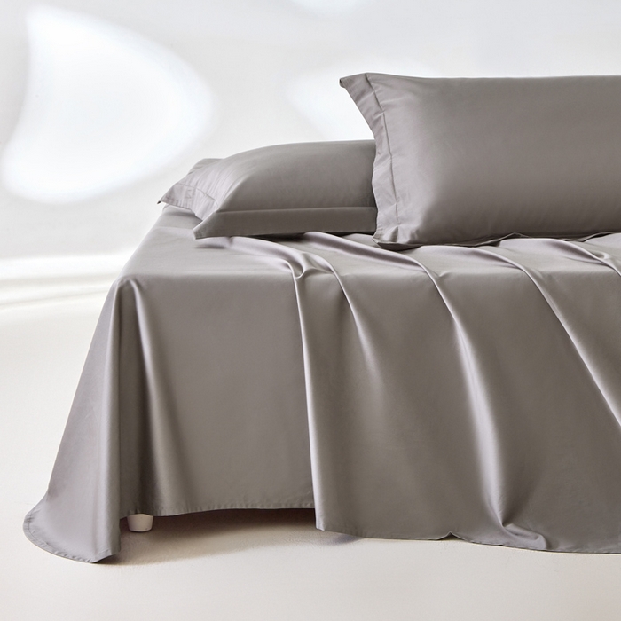 91家纺网 家纺一手货源 找家纺 轩和家居 2024新款A类50S贡缎长绒棉单床单系列 梦境灰