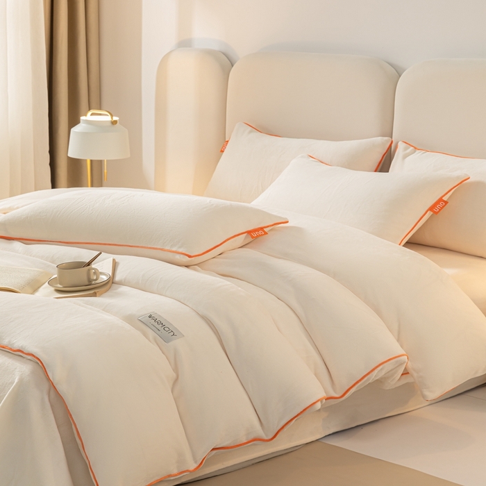 91家纺网 家纺一手货源 找家纺 吾诺家居 2024新款可拆洗牛奶绒冬被被子被芯 象牙白