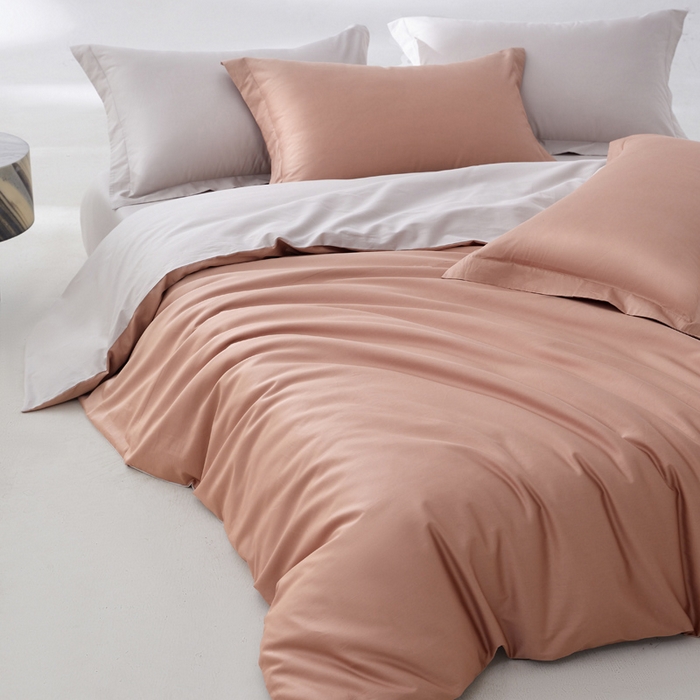 91家纺网 家纺一手货源 找家纺 轩和家居 2024新款A类50S贡缎长绒棉单被套系列 罗卡芙+迷雾灰