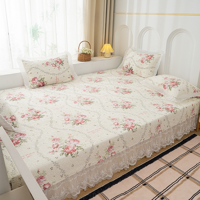 91家纺网 家纺一手货源 找家纺 冬然 2024新款牛奶绒床盖榻榻米床盖炕盖花语温情