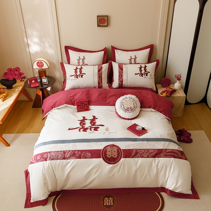 91家纺网 家纺一手货源 找家纺 （总）星野 2024秋冬新款100支长绒棉加厚磨毛刺绣贴布绣四件套-芙喜