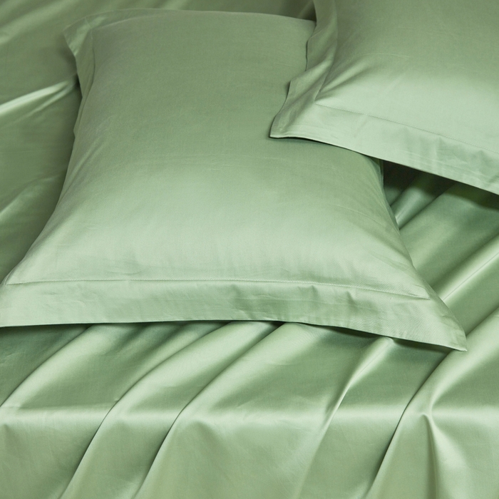 91家纺网 家纺一手货源 找家纺 轩和家居 2024新款A类50S贡缎长绒棉单枕套系列 抹茶绿