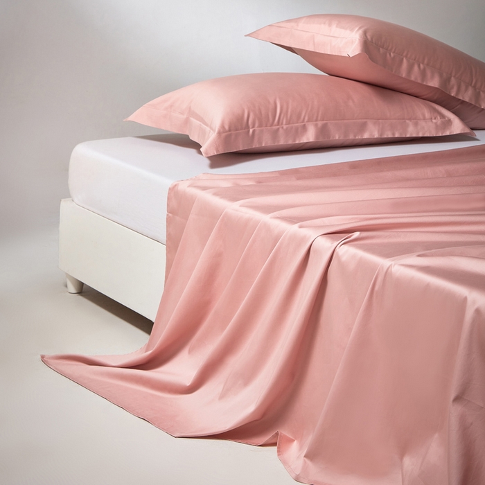 91家纺网 家纺一手货源 找家纺 轩和家居 2024新款A类50S贡缎长绒棉单床单系列 复古粉