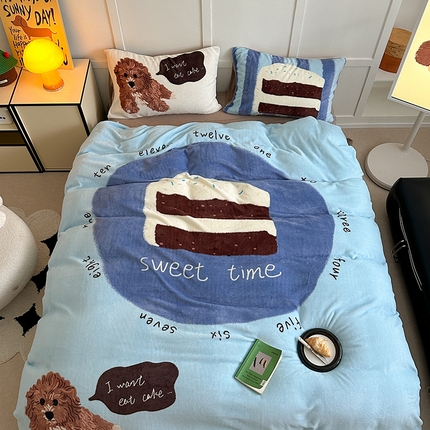 桃喜 2024新款大版数码印花牛奶绒四件套 巧克力蛋糕-绒