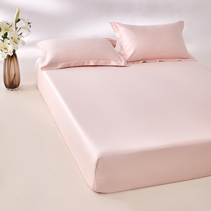 91家纺网 家纺一手货源 找家纺 轩和家居 2024新款A类50S贡缎长绒棉单床笠系列 蜜桃粉