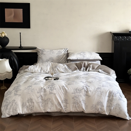 91家纺网 家纺一手货源 找家纺 （总）三味舒屋 2024新款云柔花艺天丝棉磨毛四件套