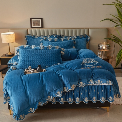 恒爱家纺 2024新款初黛宝宝绒系列四件套 宾利蓝