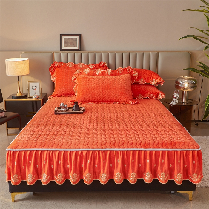 91家纺网 家纺一手货源 找家纺 恒爱家纺 2024新款初黛宝宝绒系列四件套 爱玛橙