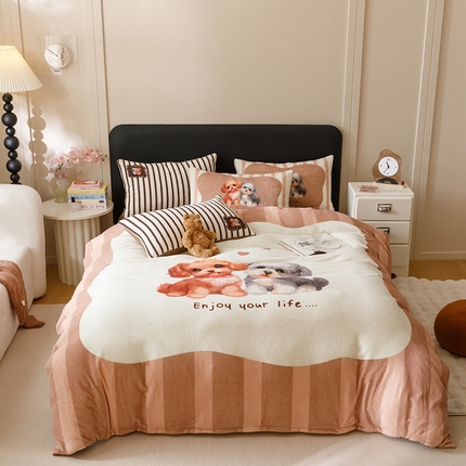 91家纺网 家纺一手货源 找家纺 （总）悦然毛巾被 2024新款大版牛奶绒四件套