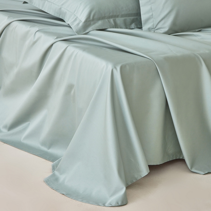 91家纺网 家纺一手货源 找家纺 轩和家居 2024新款A类50S贡缎长绒棉单床单系列 薄荷绿