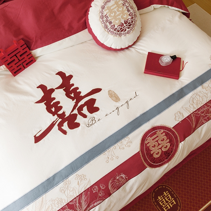 91家纺网 家纺一手货源 找家纺 （总）星野 2024秋冬新款100支长绒棉加厚磨毛刺绣贴布绣四件套-芙喜