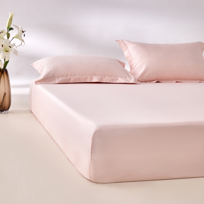 91家纺网 家纺一手货源 找家纺 轩和家居 2024新款A类50S贡缎长绒棉单床笠系列 蜜桃粉