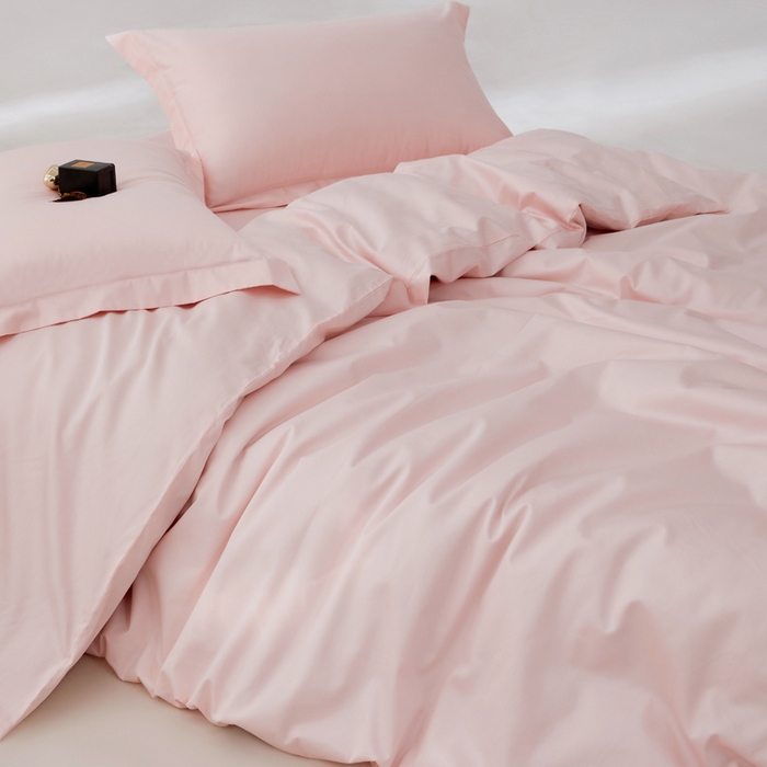 91家纺网 家纺一手货源 找家纺 轩和家居 2024新款A类50S贡缎长绒棉单被套系列 夏恋粉