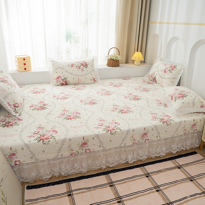 91家纺网 家纺一手货源 找家纺 冬然 2024新款牛奶绒床盖榻榻米床盖炕盖花语温情