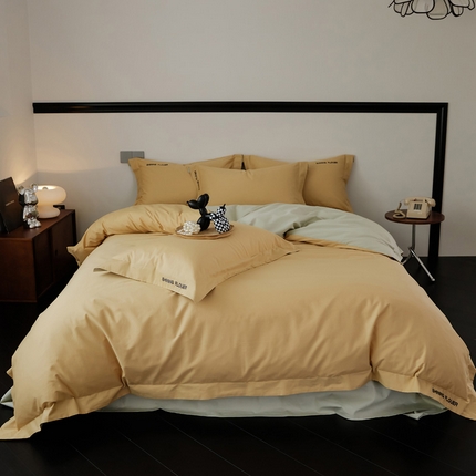 91家纺网 家纺一手货源 找家纺 （总）EH家居 2024新款见山系列全棉简绣双拼四件套