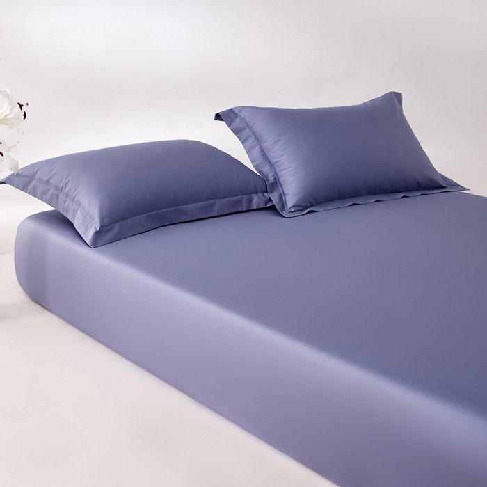 91家纺网 家纺一手货源 找家纺 轩和家居 2024新款A类50S贡缎长绒棉单床笠系列 海茵蓝