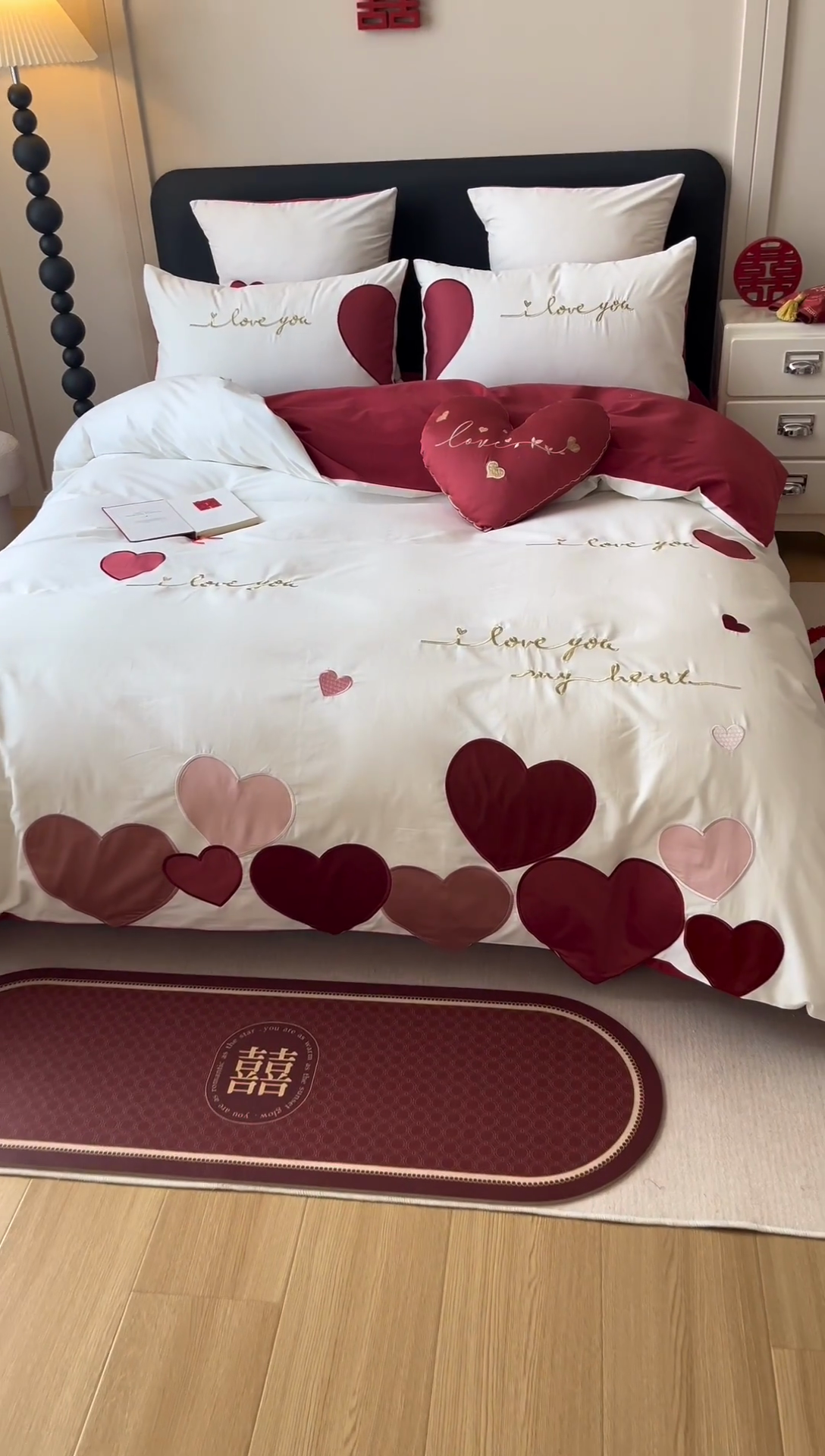 91家纺网 家纺一手货源 找家纺 （总）星野 2024秋冬新款100支长绒棉加厚磨毛刺绣贴布绣四件套-爱浪漫