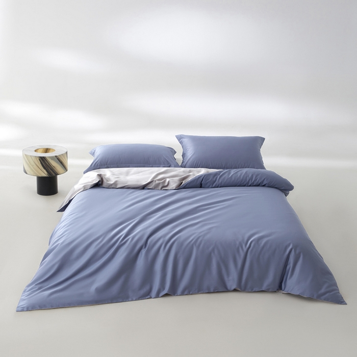 91家纺网 家纺一手货源 找家纺 轩和家居 2024新款A类50S贡缎长绒棉单被套系列 海茵蓝+雅士灰