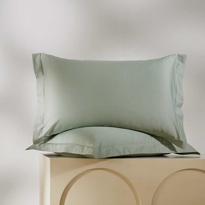 91家纺网 家纺一手货源 找家纺 轩和家居 2024新款A类50S贡缎长绒棉单枕套系列 薄荷绿