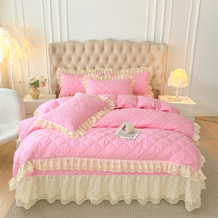 91家纺网 家纺一手货源 找家纺 （总）锦格 2024新款A类水洗棉夹棉床盖四件套-花黛