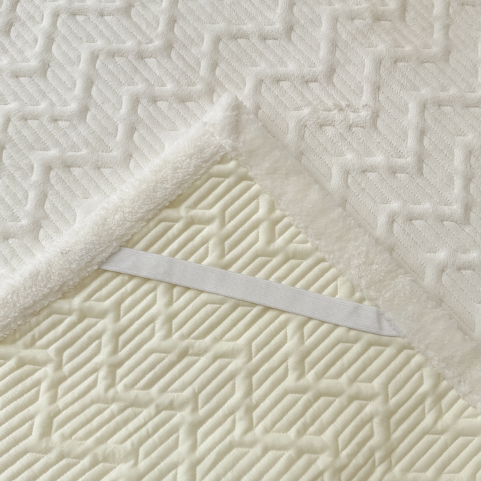 91家纺网 家纺一手货源 找家纺 子曰 2024新款牛奶绒夹棉床垫三件套 优雅白