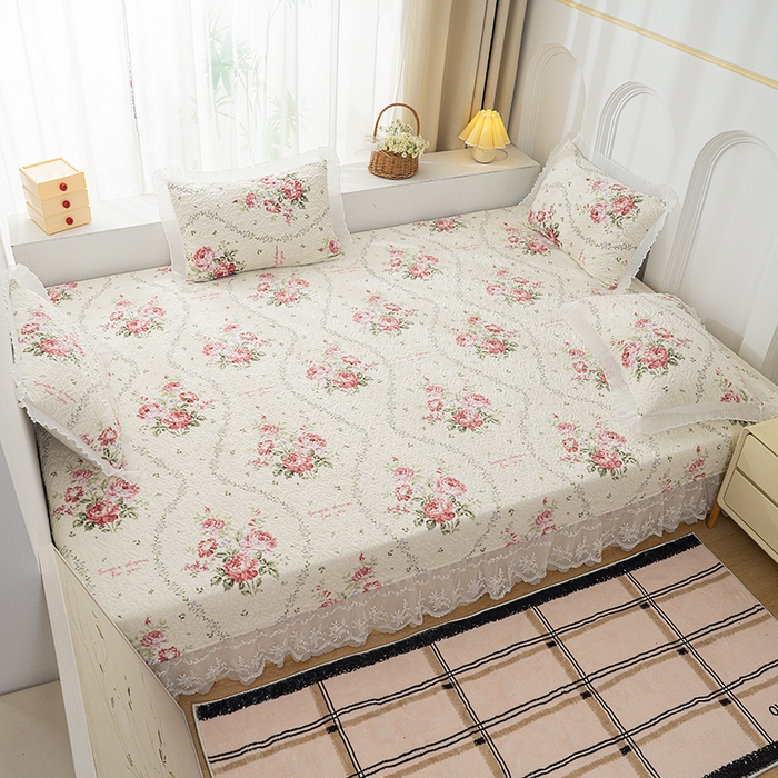 91家纺网 家纺一手货源 找家纺 冬然 2024新款牛奶绒床盖榻榻米床盖炕盖花语温情