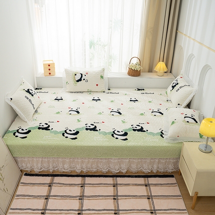 冬然 2024新款牛奶绒床盖榻榻米床盖炕盖熊猫宝贝