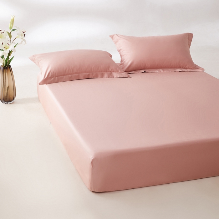 91家纺网 家纺一手货源 找家纺 轩和家居 2024新款A类50S贡缎长绒棉单床笠系列 复古粉