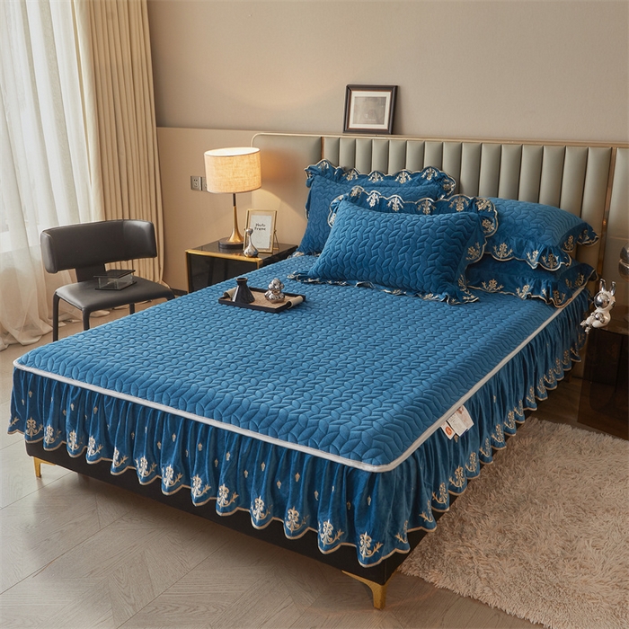 91家纺网 家纺一手货源 找家纺 恒爱家纺 2024新款初黛宝宝绒系列四件套 宾利蓝