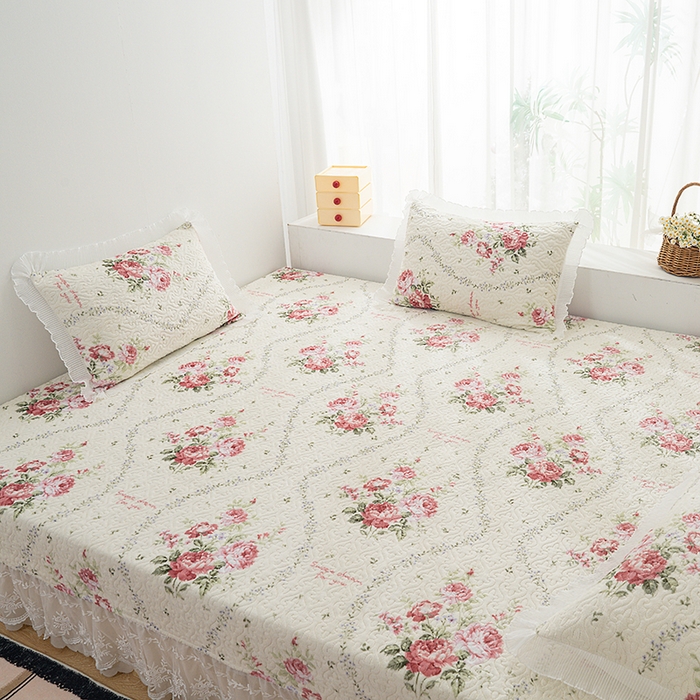 91家纺网 家纺一手货源 找家纺 冬然 2024新款牛奶绒床盖榻榻米床盖炕盖花语温情