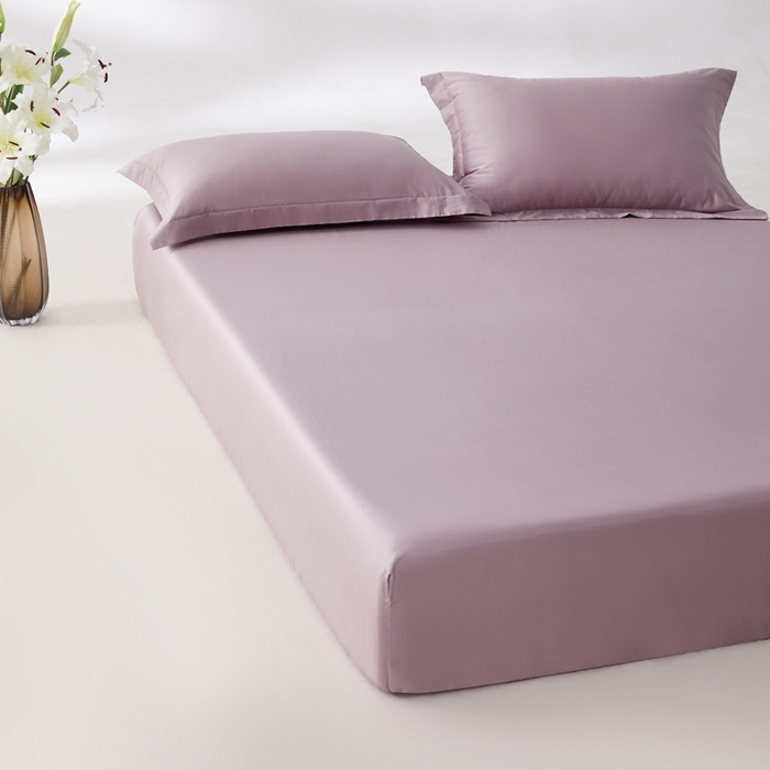 91家纺网 家纺一手货源 找家纺 轩和家居 2024新款A类50S贡缎长绒棉单床笠系列 丹麦紫