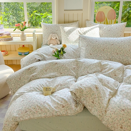 91家纺网 家纺一手货源 找家纺 （总）耀悦家纺 2025新款a类13372小清新ins博主风纯棉四件套