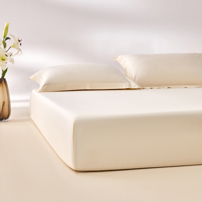 91家纺网 家纺一手货源 找家纺 轩和家居 2024新款A类50S贡缎长绒棉单床笠系列 奶芋黄