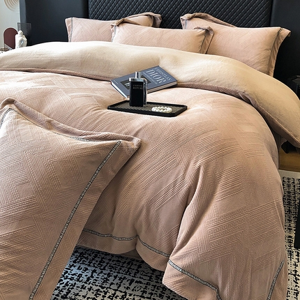 家居1号 2024新款230克全消光牛奶绒立体烂花四件套-奥地利 奥地利-卡其