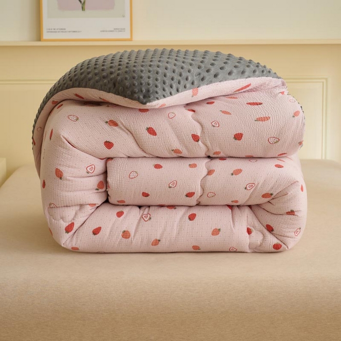 91家纺网 家纺一手货源 找家纺 鑫琪莱家纺  2024新款针织绒豆豆绒被芯 豆豆绒-没烦恼