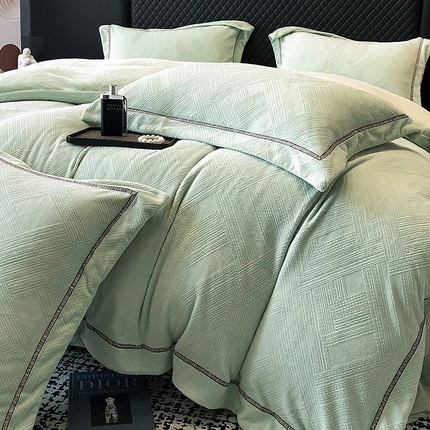 91家纺网 家纺一手货源 找家纺 家居1号 2024新款230克全消光牛奶绒立体烂花四件套-奥地利 奥地利-果绿